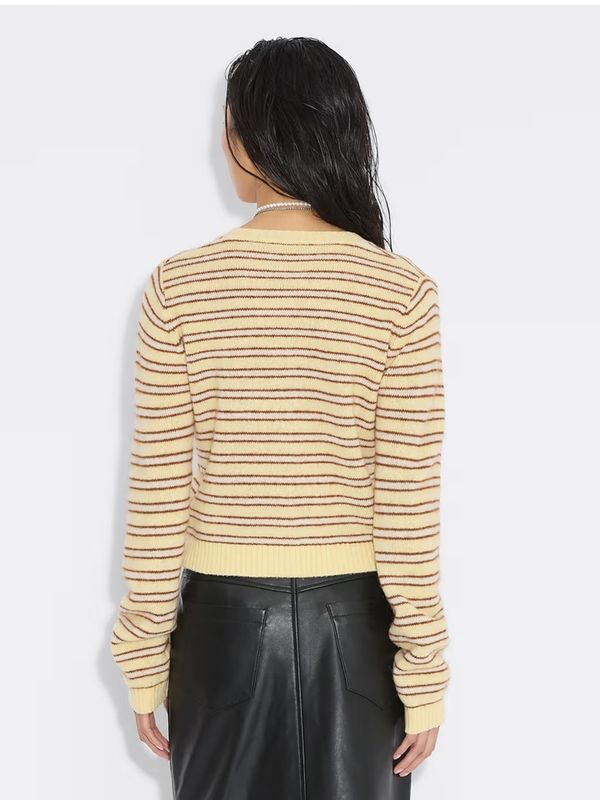 STRIPE Wool Cardigan Lt. Yellow