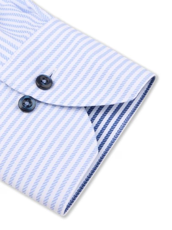 Active Stretch Shirt Blue Stripe with Contrast