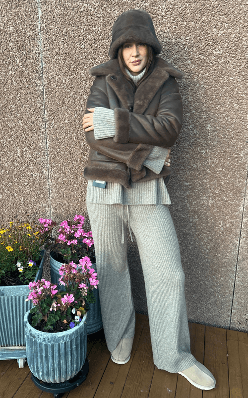 AMARA Rib Trousers Taupe