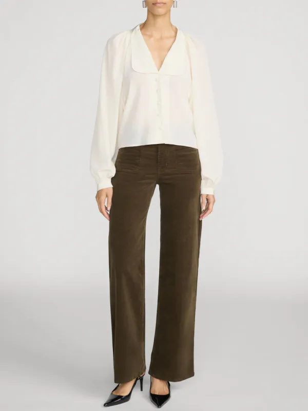 LE SLIM PALAZZO Modernist Pocket Corduroy Rich Military