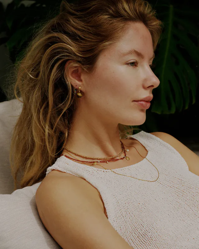 Maroon Harmony Necklace Gold