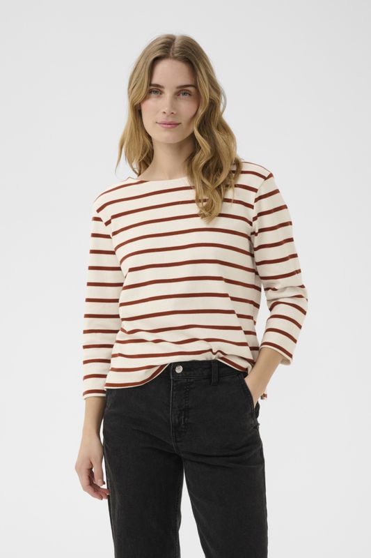 NelaPW Tee Eggnog/Roasted Russet Stripe