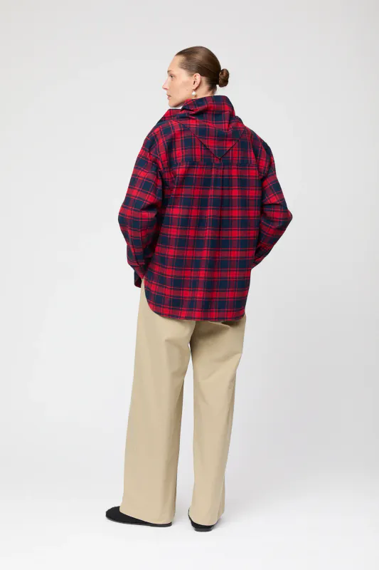 Coastal Shirt Flannel Red Navy Check