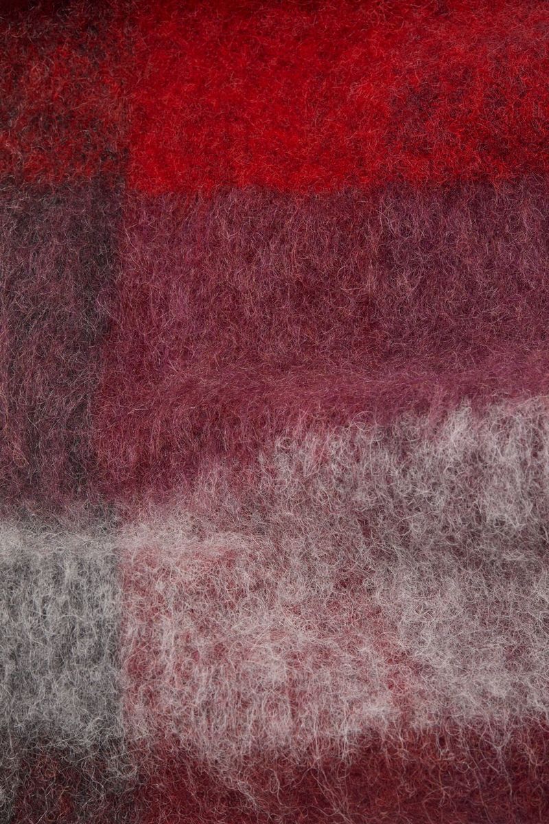 MOHAIR CHECKED SCARF Red|Black