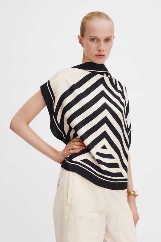 Silk Scarf Top Black 