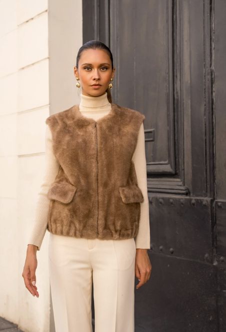 Hovedbilde Short Vest Faux Fur Camel 
