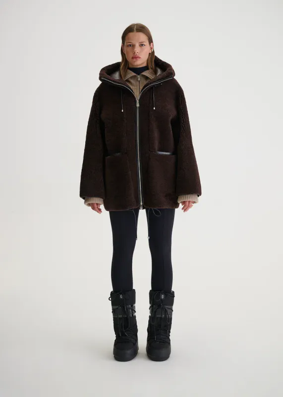 Cedar Shearling Coat Chocolate Brown 