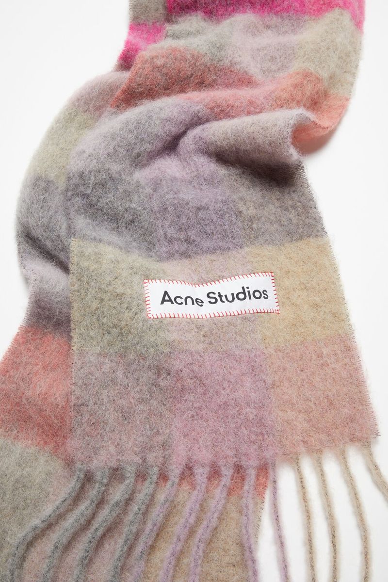 MOHAIR CHECKED SCARF Fuchsia|Lilac|Pink
