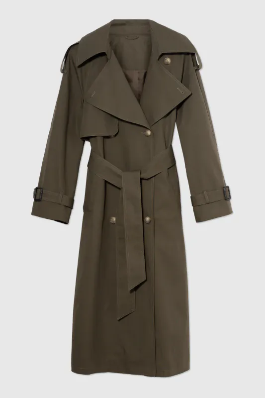 WMN Cotton Trench Dark Green 