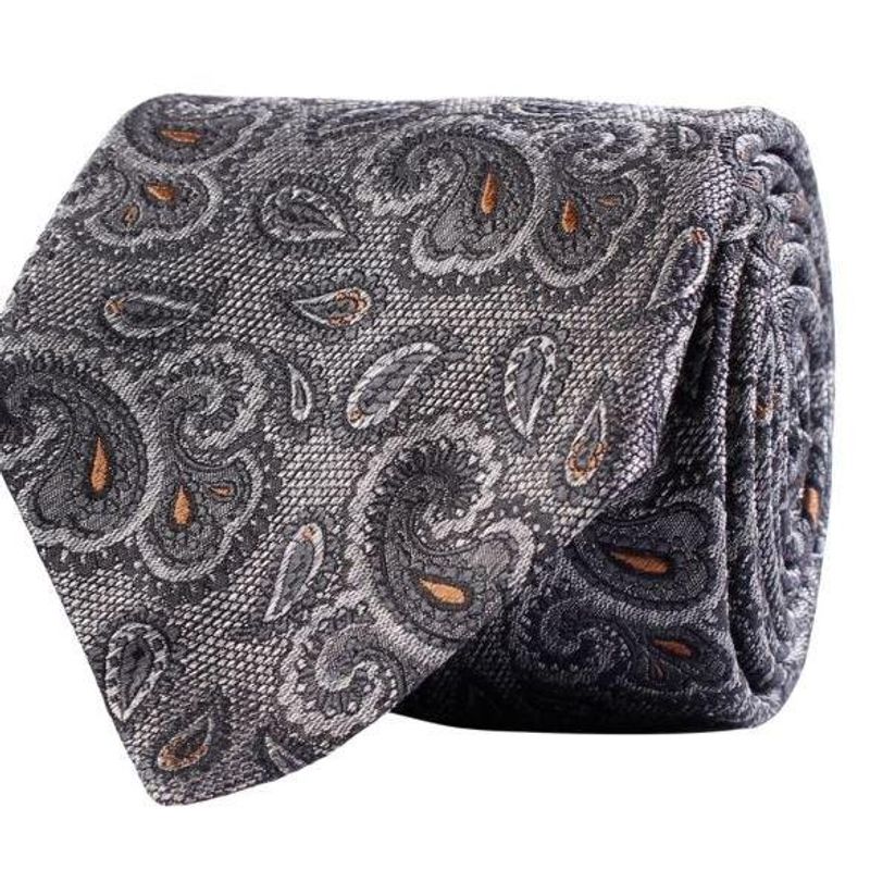 CLASSIC Jacquard Paisley Tie Grey Melange