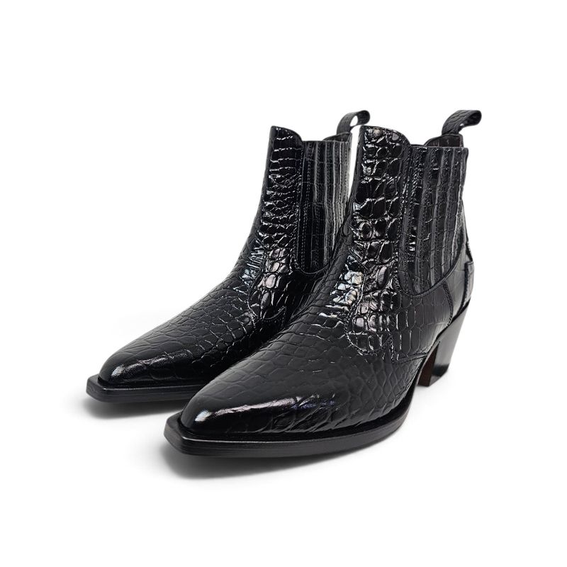 Croco Ankel Boots Nero 