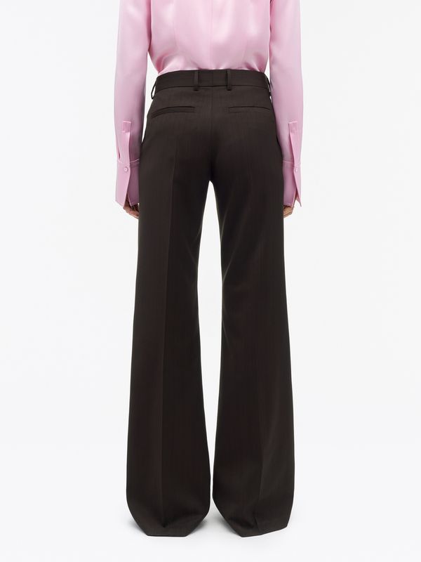 JUNIE Wool Stripe Trousers Dark Purple
