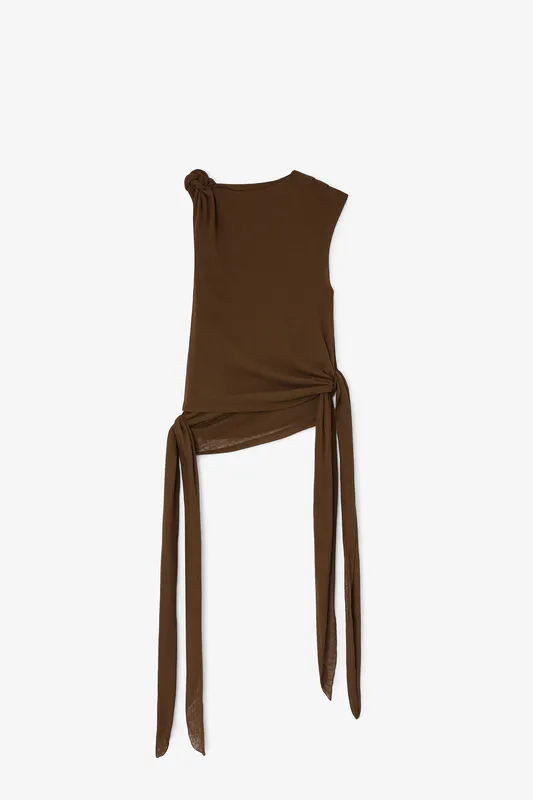 MARI MESH Tie Knot Tank Top Demitasse