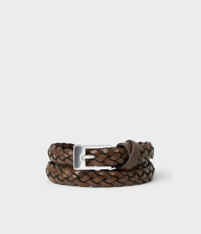 NIBE Flettet skinnbelte Brown 