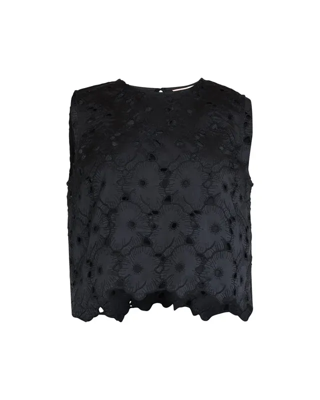 EMBROIDERY Top Black