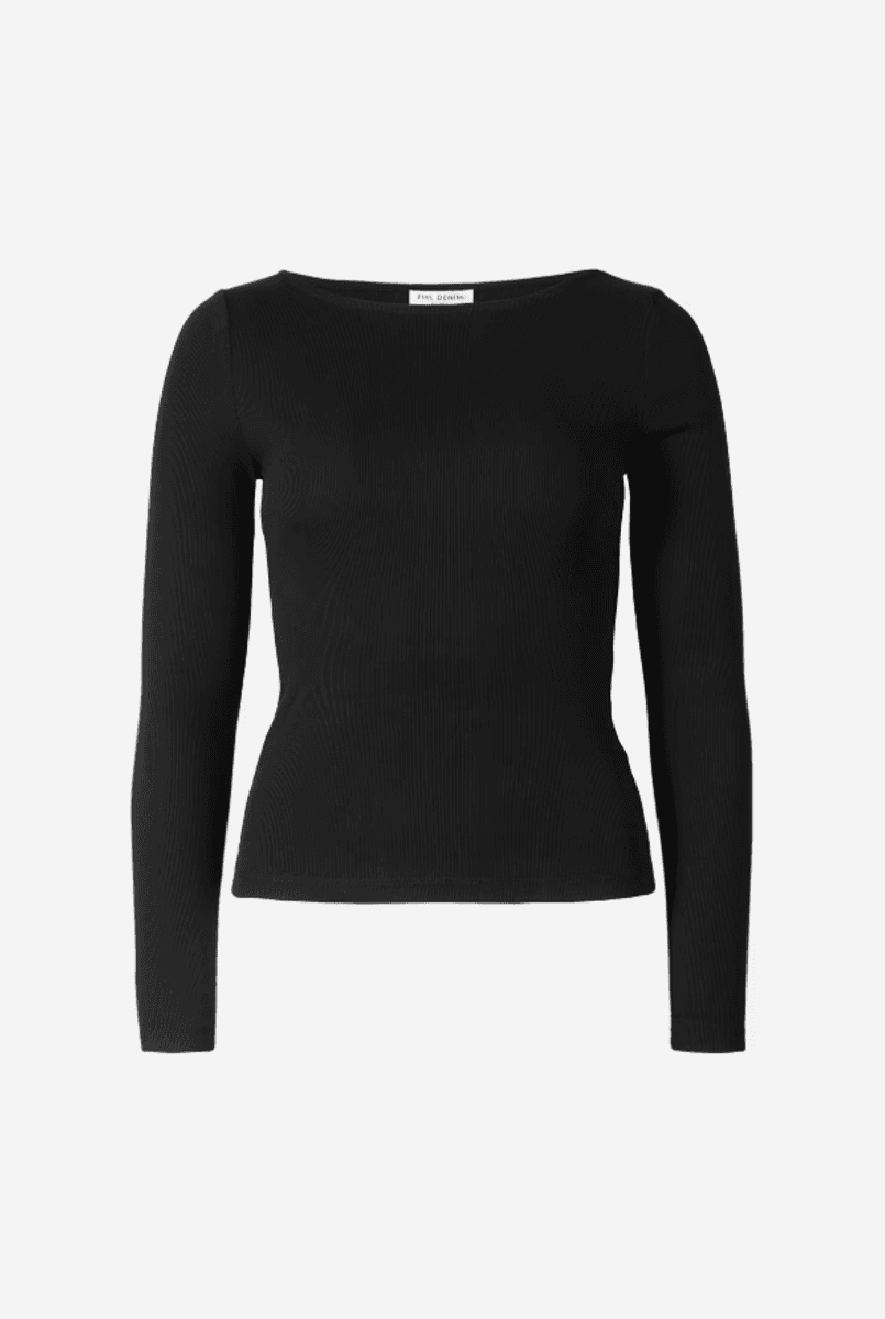 Petronella Rib Boatneck Black