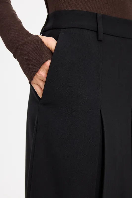 Pleated Wool Skirt Black 