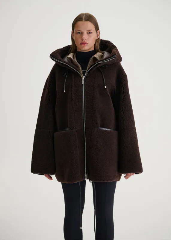Cedar Shearling Coat Chocolate Brown 