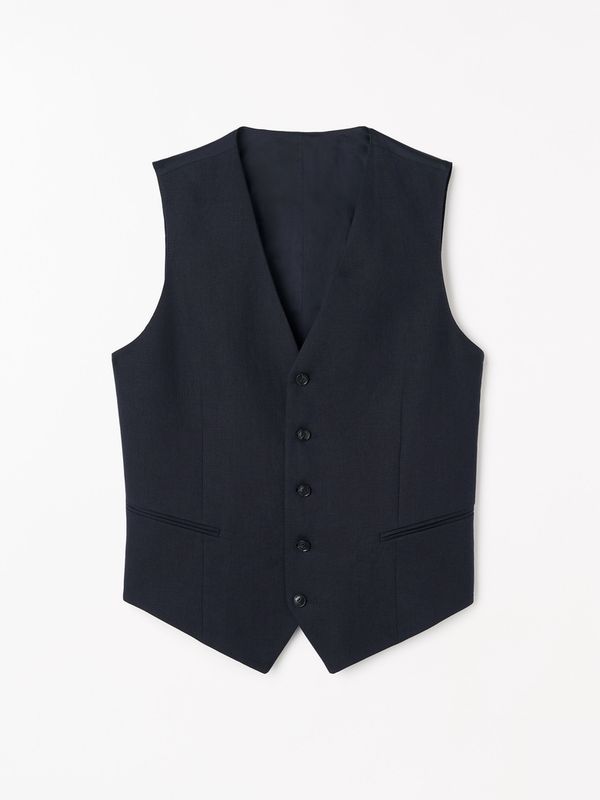WINSTON Slim Fit Linen Waistcoat Midnight Blue
