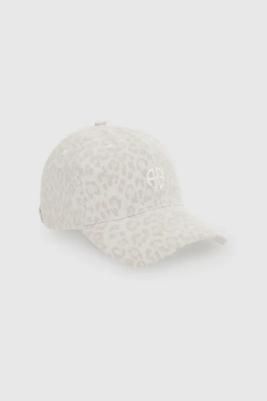 Jeremy Baseball Cap Washed White Leopard
