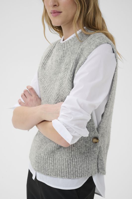 CharlyePW Waistcoat Medium Grey Melange