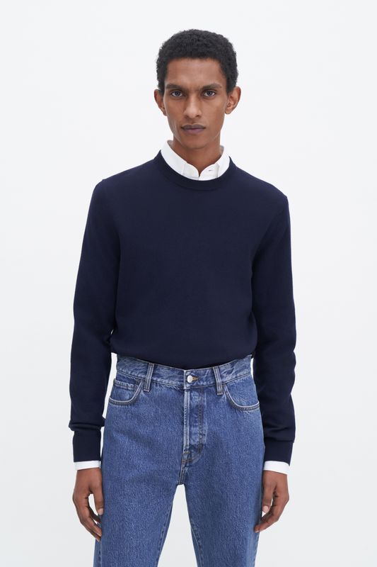 Cotton Merino Sweater Navy 