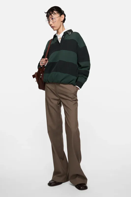Striped Polo Sweater Forest Green black