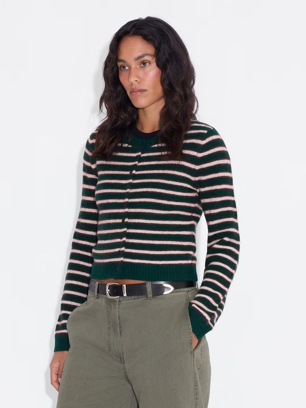 Mia Stripe Cardigan Green Stripe