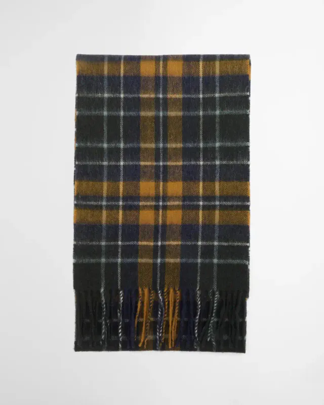 New Check Tartan Scarf Forest Bronze Brown