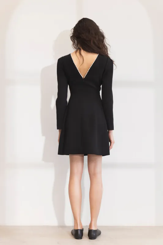 Nathalie Pearl Dress Black