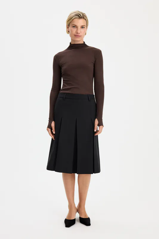 Pleated Wool Skirt Black 