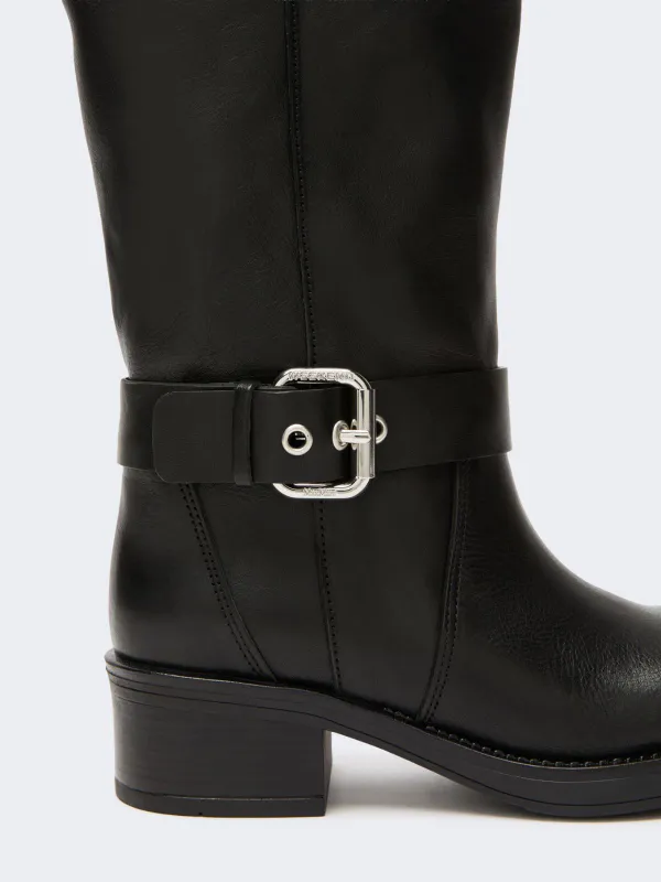 Leather biker Boots Black 