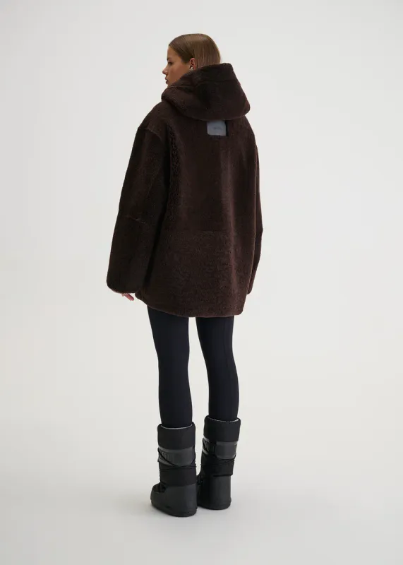 Cedar Shearling Coat Chocolate Brown 