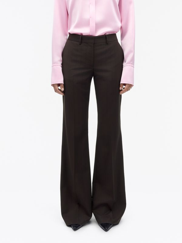 JUNIE Wool Stripe Trousers Dark Purple