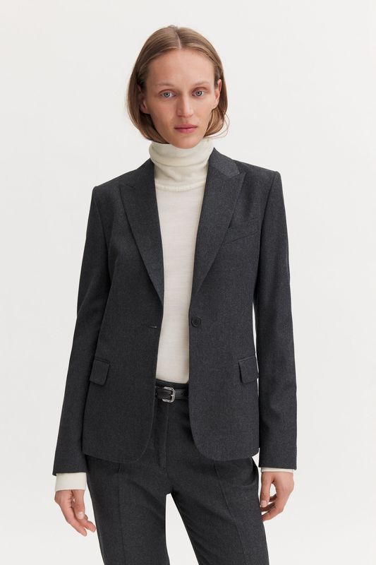 Sasha Flannel Blazer Dark Grey Melange