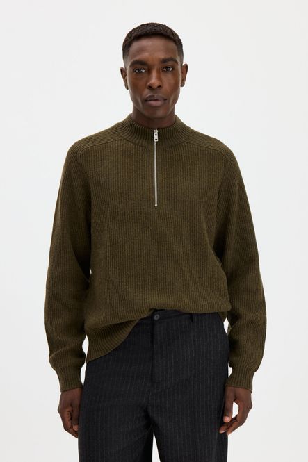 Hovedbilde Wool Half Zip Sweater Moss ...